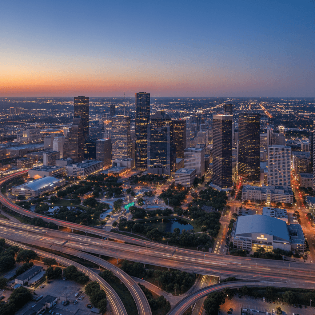 Houston skyline commercial real estate